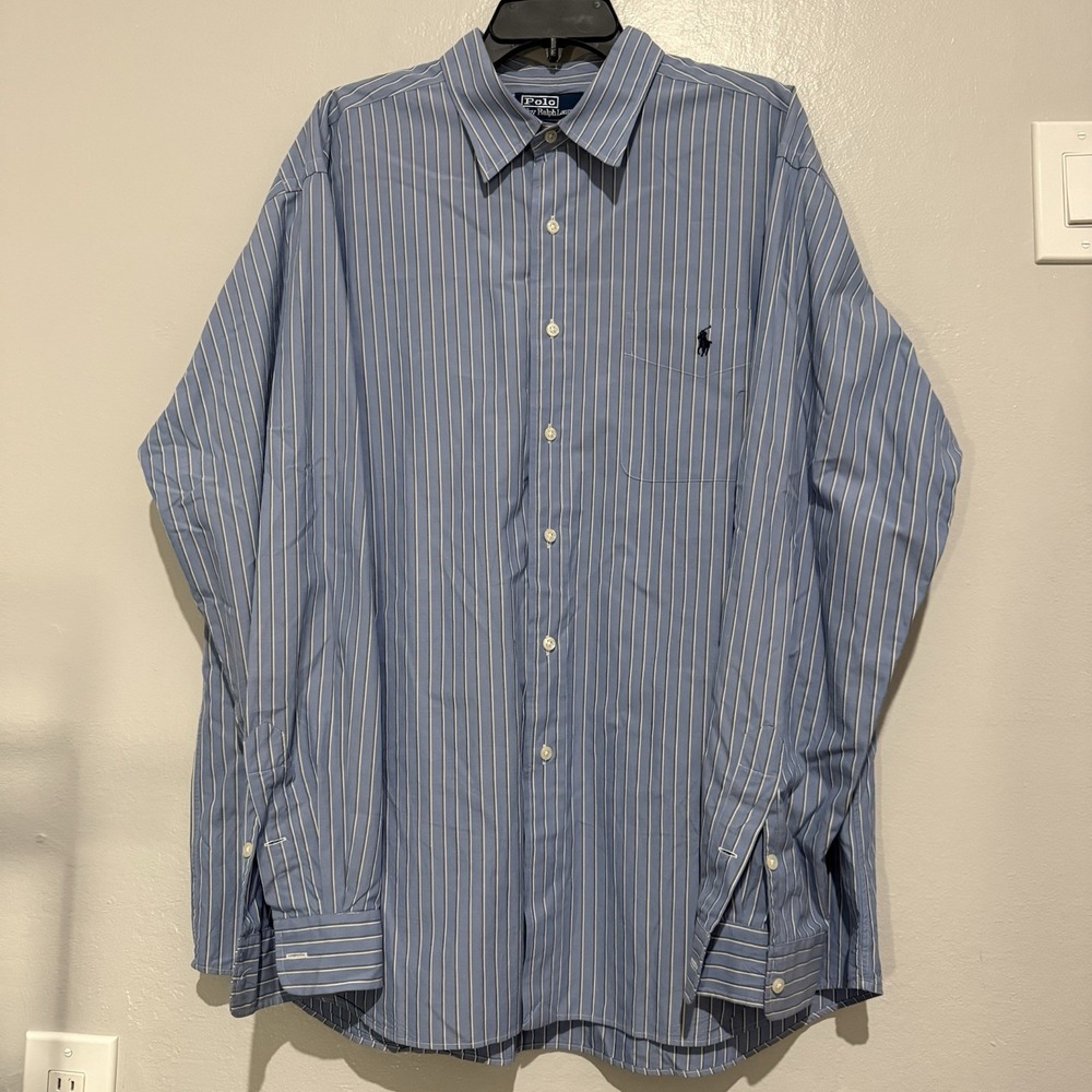 Polo Ralph Lauren Mens XL Lowell Sport Button Shirt Striped Blue Nelson Classic